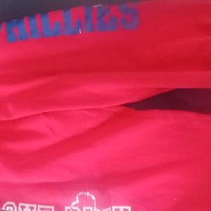 Red knee high pink sweatpants